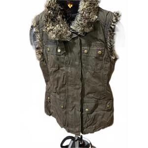 Banana Republic Faux Fur Trim Utility Vest (XS)